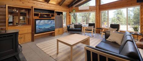 Televisión, chimenea, oficina