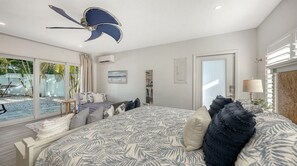 4 bedrooms, desk, iron/ironing board, travel cot