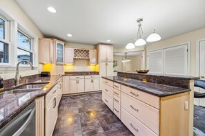 Fridge, dining tables