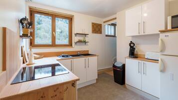 Fridge, microwave, oven, coffee/tea maker