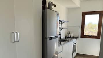 Fridge, oven, stovetop, electric kettle