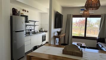Fridge, oven, stovetop, electric kettle