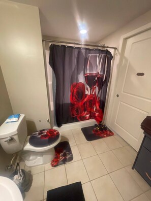 Shower, towels, soap, toilet paper - Cozy 1-bedroom Penthouse apartment with fitness room downtown Richmond (Richmond)