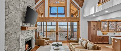 Smart TV, fireplace, ping pong