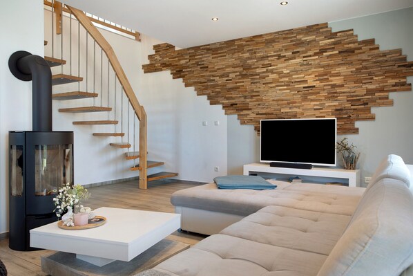 TV, fireplace