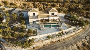 Exterior - Villa Kalithea, with indoor heating pool, unlimited sunset views to the ocean. (KISSAMOS)