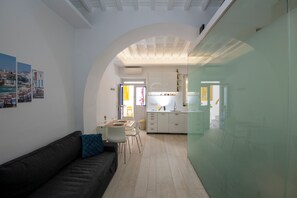 Deluxe Townhome, City View | Living area | 42-inch flat-screen TV with digital channels, TV - Casa di Vito (Mykonos)