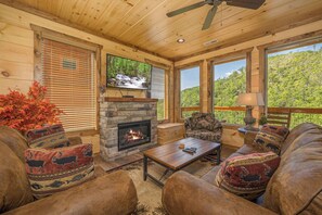 TV, fireplace, foosball