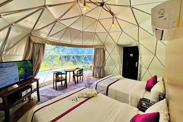 Comfort Villa, Multiple Beds, Patio, Garden View | In-room safe, desk, laptop workspace, blackout drapes