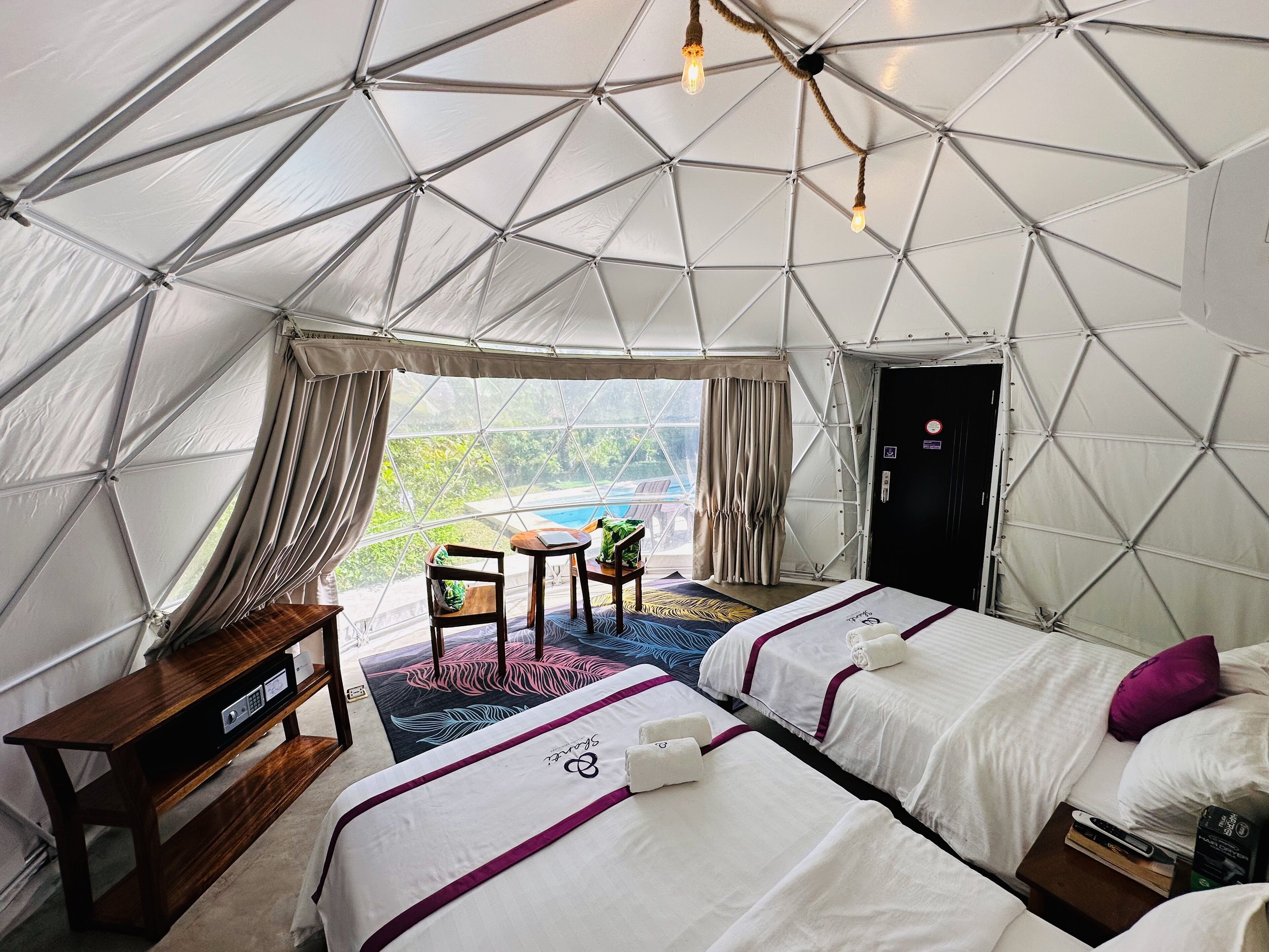 Comfort Villa, 2 Bedrooms, Patio, Pool View | In-room safe, desk, laptop workspace, blackout curtains