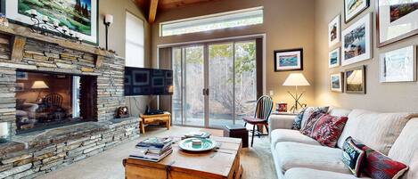 تلفزيون، مدفأة، مشغل دي في دي، كُتُب