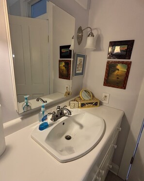 Shower, towels, soap, shampoo