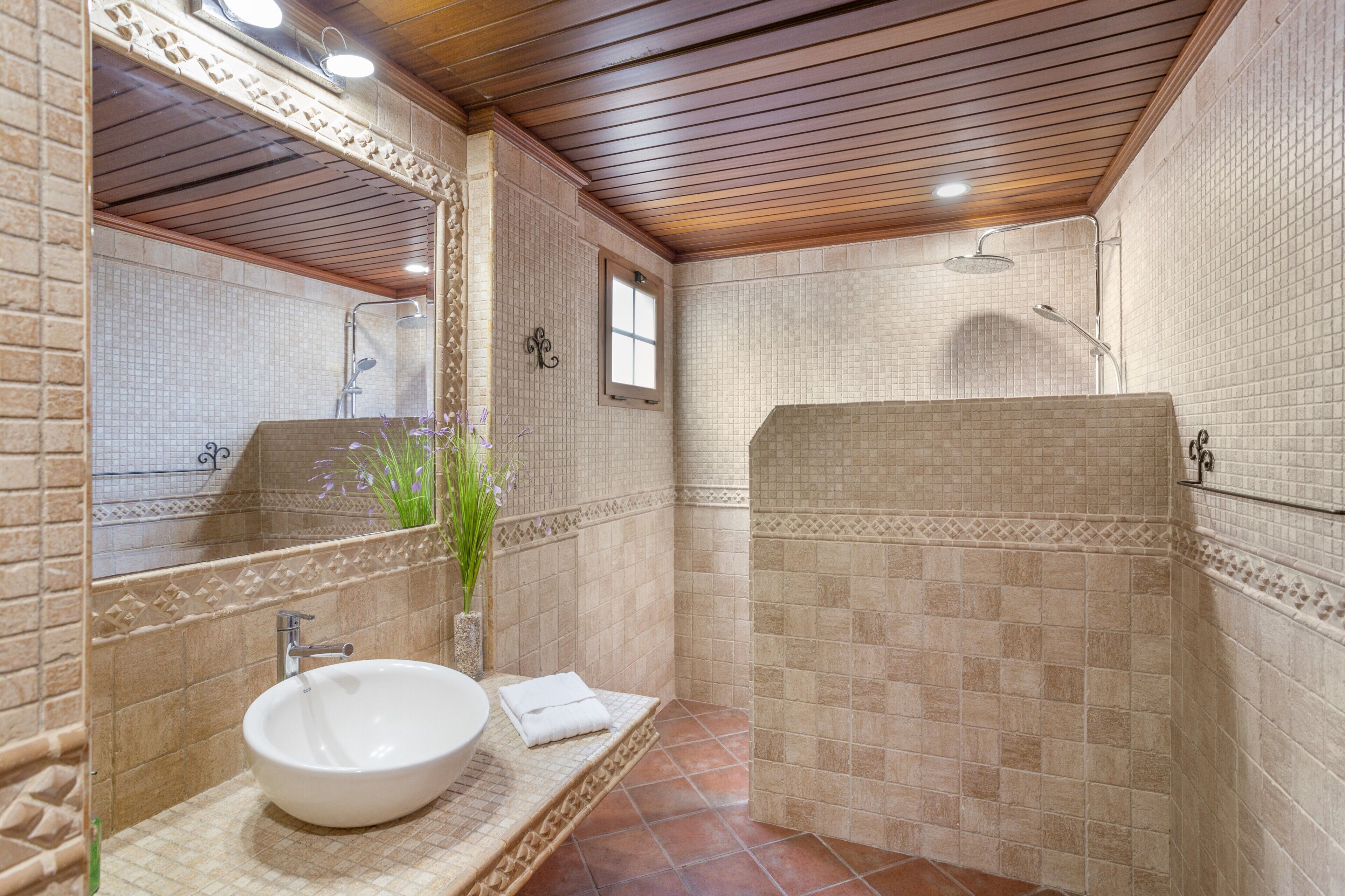 Ducha, secador de pelo y toallas