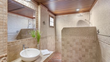 Ducha, secador de pelo y toallas