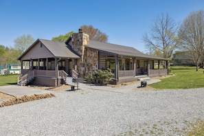 Exterior - Log Haven – Cozy Wears Valley Cabin with Hot Tub, Game Room, and Flat Yard for Dogs and Kids (Sevierville)