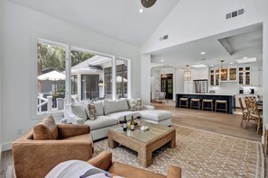 Smart TV, fireplace - 6 Off Shore @ Palmetto Dunes | Pool, Yard & Dock | Lagoon Views | Steps to Ocean (Hilton Head Island)