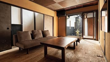 Classic Villa, 2 Bedrooms, Garden View | Living area | 55-inch flat-screen TV with cable channels, Netflix, heated floors