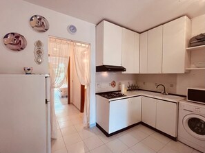 Fridge, microwave, dishwasher