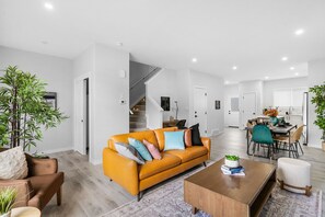 Smart TV, lareira, livros