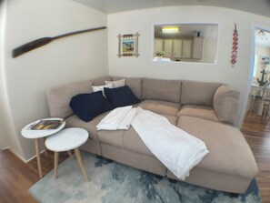 TV, DVD player, ping pong, books