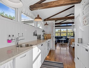 Fridge, dishwasher, cookware/dishes/utensils