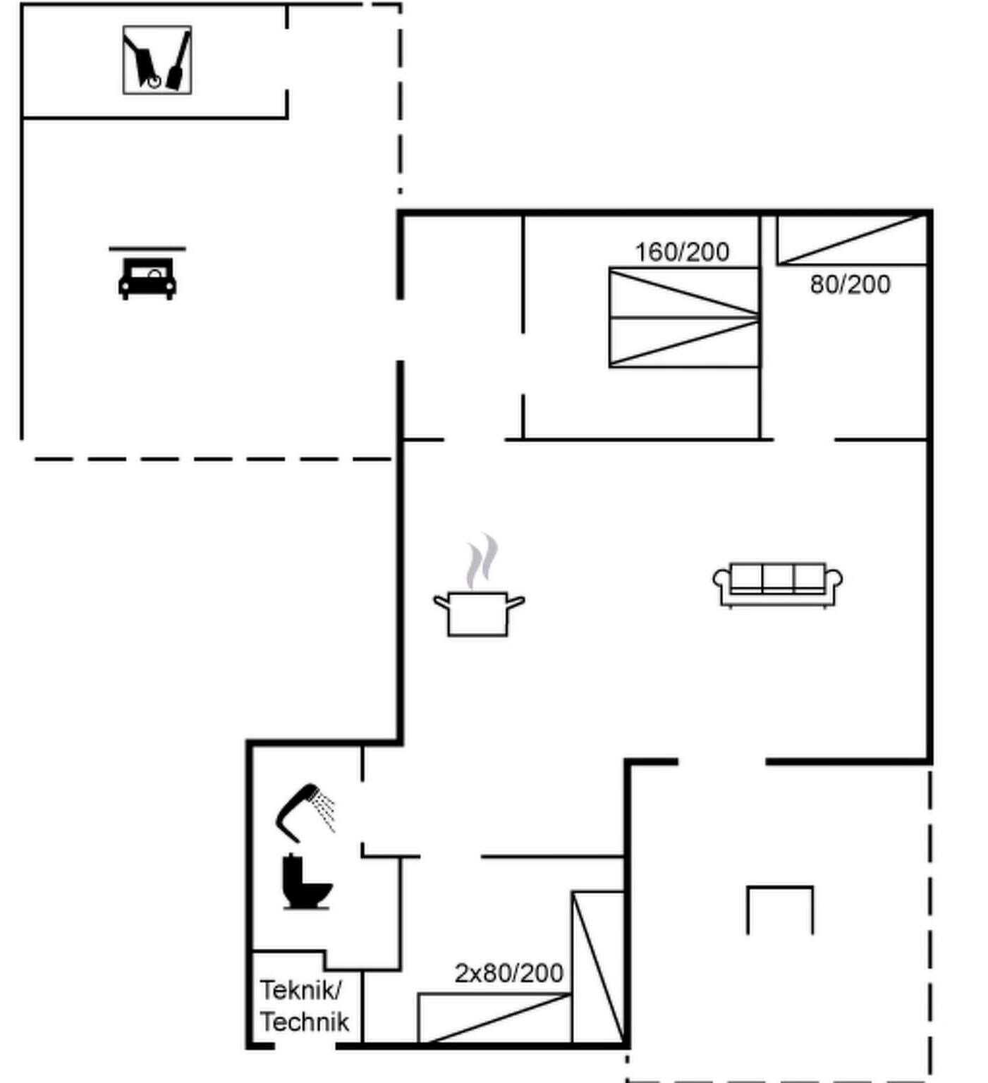 Ein Hotelzimmer mit Küchenzeile, einem Bett, einem Badezimmer und einer Sitzecke.