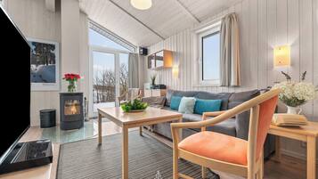 Fernseher, Kamin, DVD-Player, Stereoanlage