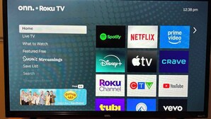 A Roku TV interface with various streaming service icons. - Maryland Homestay - Downtown Apartment #1 (Winnipeg)
