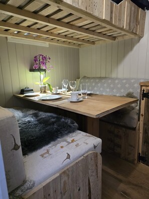 Dining - If you go into the woods today... Off-grid yet comfy, warm and luxurious  (Canterbury)