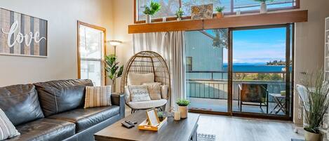 Smart TV, fireplace, video games, DVD player