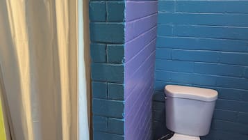 Douche, sèche-cheveux, bidet, serviettes fournies