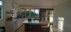 Microwave, oven, stovetop - Modern Eco lodge with A/C in bedrooms and 40ft patio for relaxation and fun. (St. Sylvans Village)