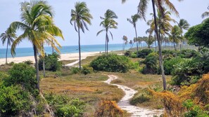 Beach nearby, sun-loungers, beach towels