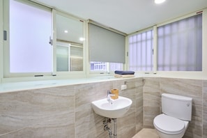 Secadora de cabello, toallas, jabón, shampoo