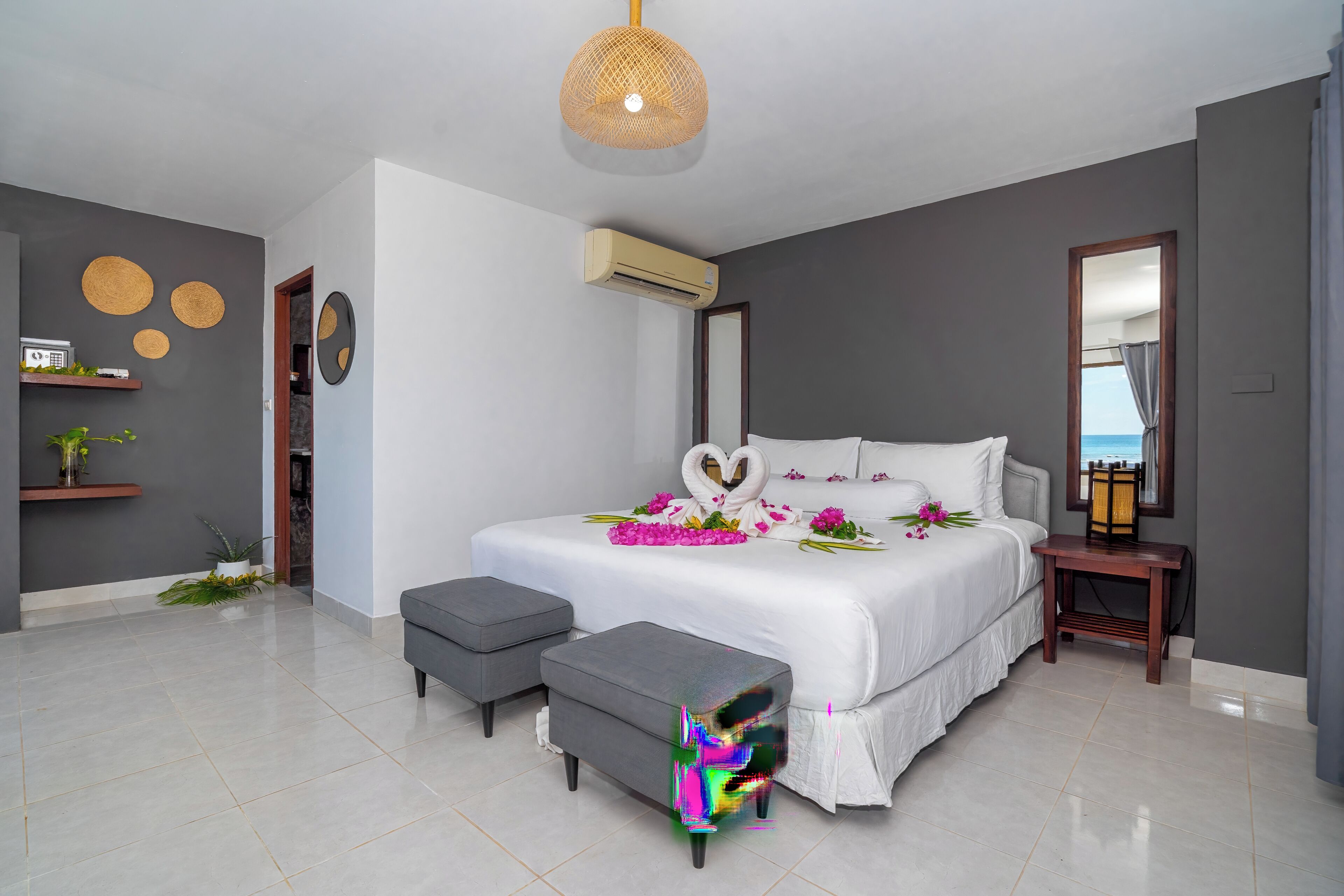 Honeymoon Suite | Desk, laptop workspace, soundproofing, iron/ironing board