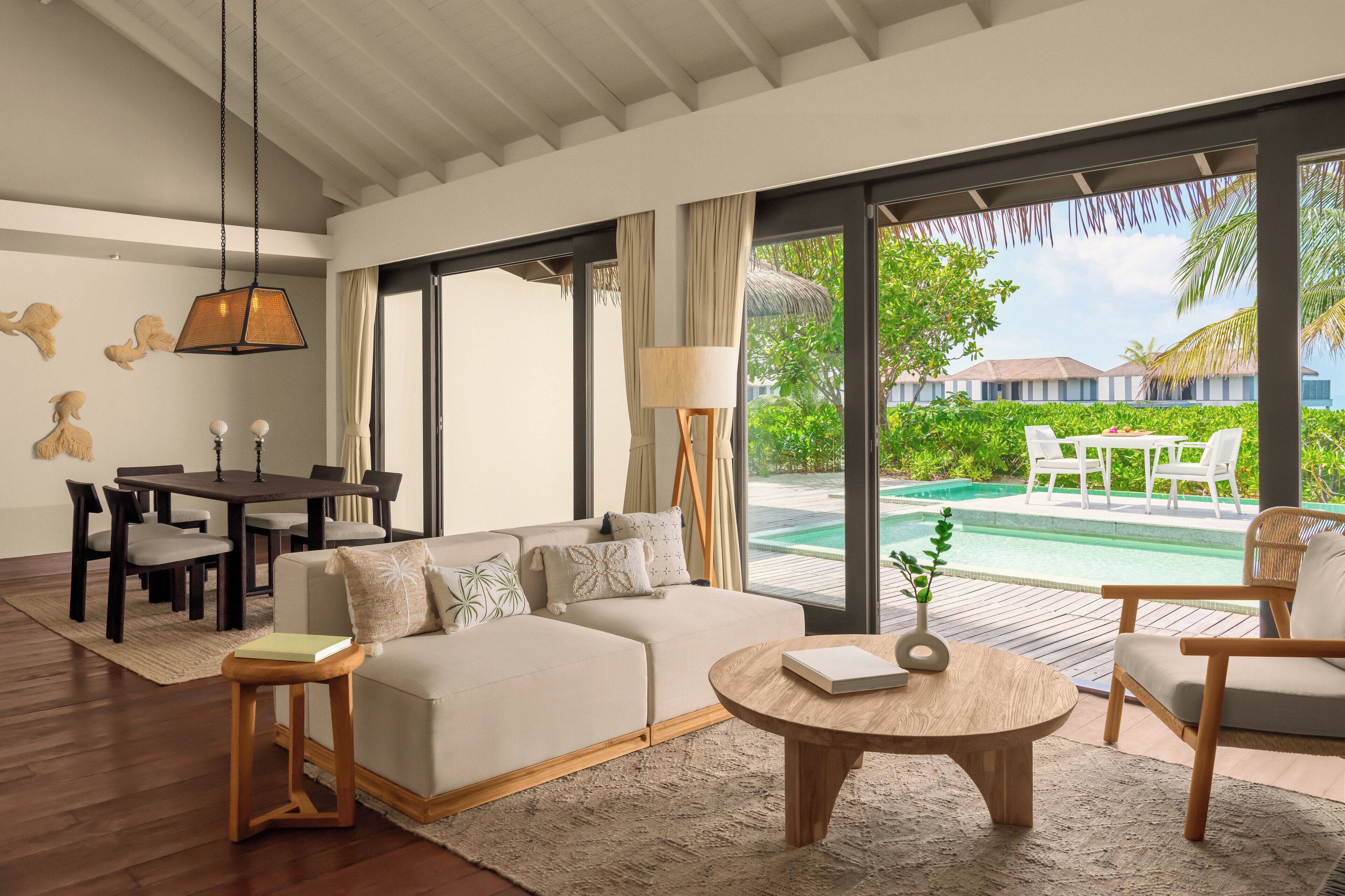 Villa, 2 Bedrooms, Beachfront | Free minibar items, in-room safe, desk, laptop workspace