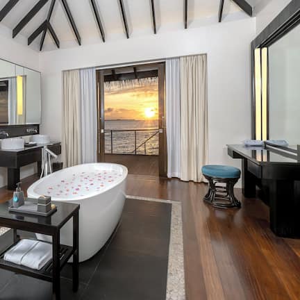 Villa, 1 King Bed, Accessible, Lagoon View (Overwater) | Free minibar items, in-room safe, desk, laptop workspace