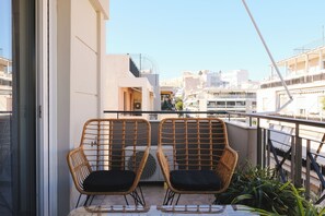 1BR Higher Floor Apartment (45 sqm) with Partial Acropolis View | Balcony view - Tyto Alba Habitat (Athens)