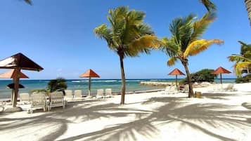 On the beach, white sand