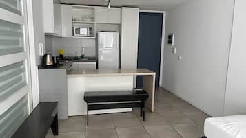 Apartment | Private kitchen | Microwave, stovetop, coffee/tea maker, electric kettle