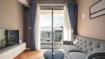 Deluxe Apartment, 2 Bedrooms, Balcony, City View | Desk, laptop workspace, free WiFi