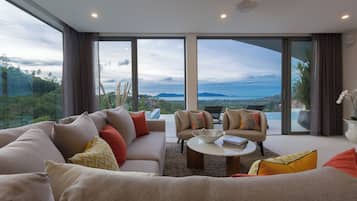 3 Bedroom Pool Villa - Orchid | Área de estar | TV LED 42 polegadas com canais via satélite