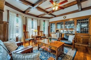 Smart TV, DVD player, books, music library