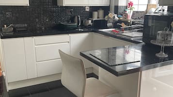 Microwave, oven, stovetop, electric kettle