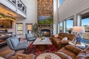 Smart TV, fireplace, video games, foosball