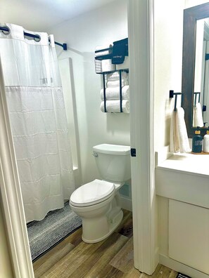 Séchoir à cheveux, serviettes fournies, savon, shampooing