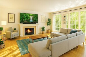 Smart TV, fireplace - Enchanting Hollywood Hills Oasis+Tree-Top Views+Outdoor Living Room+Free Garage (Los Angeles)