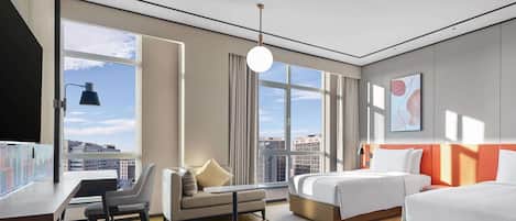 In-room safe, desk, laptop workspace, blackout curtains