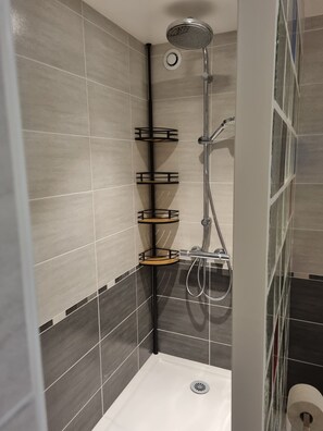 Eco-friendly toiletries, hair dryer, towels, soap