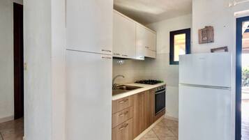 Fridge, oven, stovetop, cookware/dishes/utensils